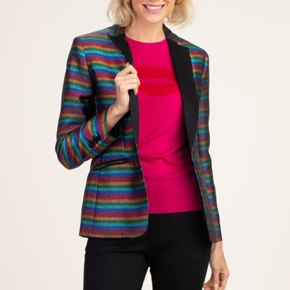 Trina Turk 'Dignitary' Glitter-Stripe Blazer Jacket, Multicolor